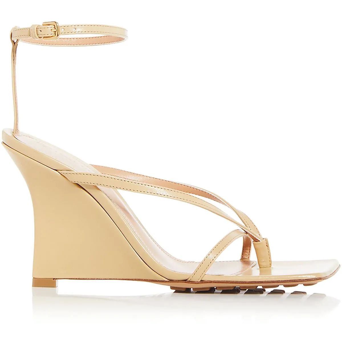 Bottega Veneta Womens Leather Thon Wedge Sandals