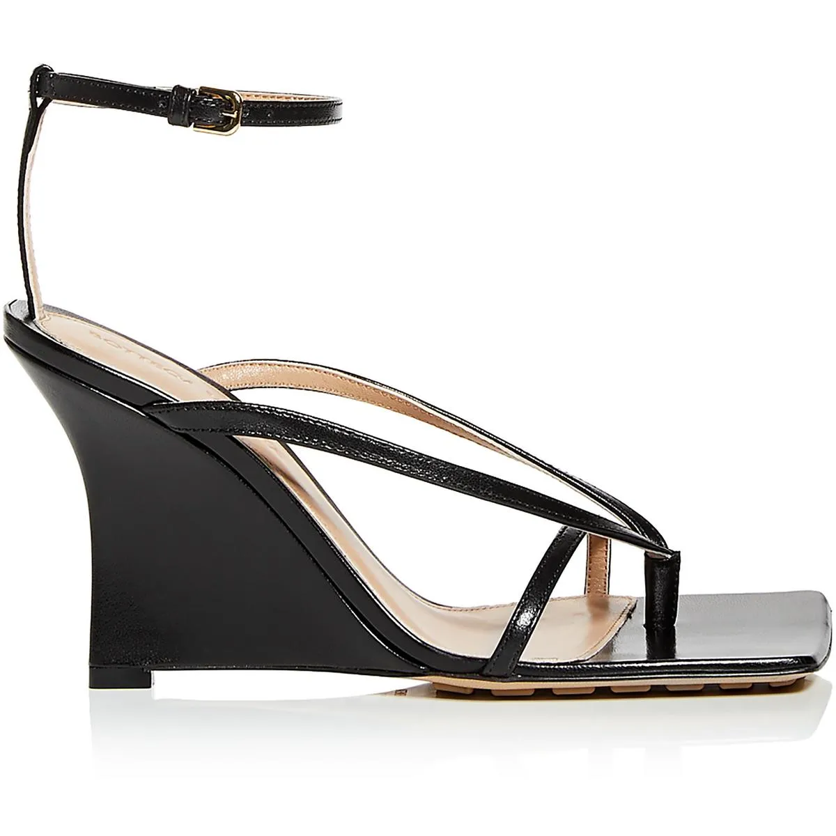 Bottega Veneta Womens Leather Thon Wedge Sandals