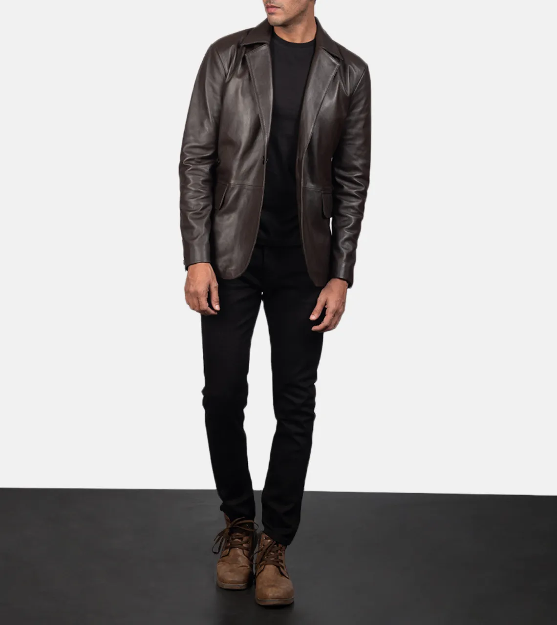 Bruni Brown Men's Leather Blazer