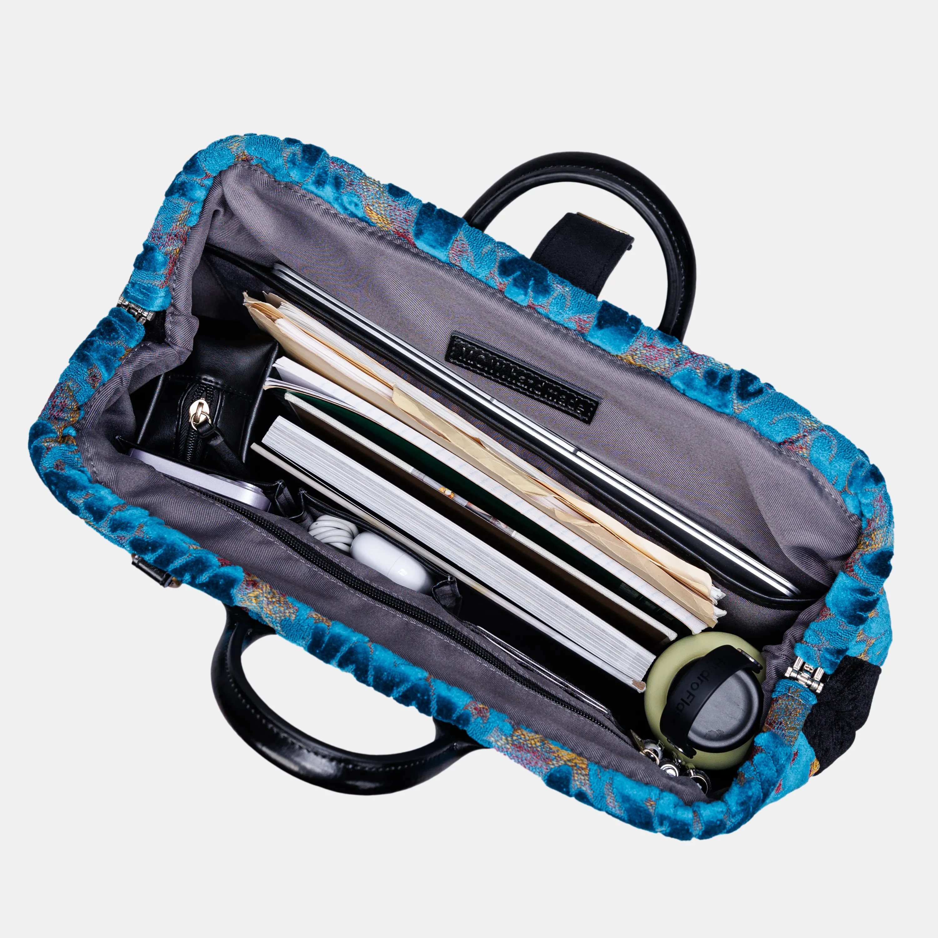 Burnout Velvet Aqua Blue Laptop Work Bag