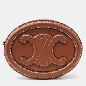 Burnt Leather Oval Pulse Crossbody Bag