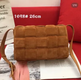 BV037 Suede Leather Padded Cassette Bag / 10.2x3.1x7.1inch