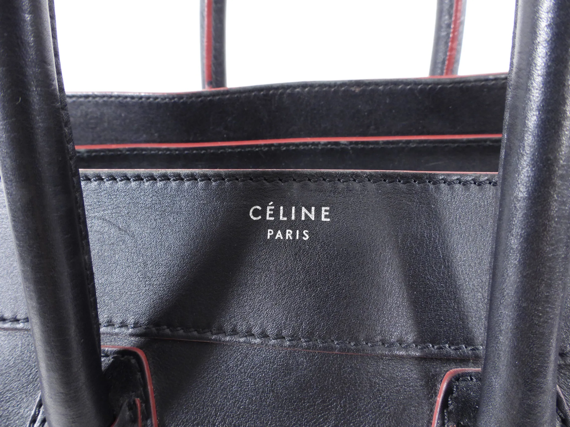 Celine Black Leather Mini Luggage Tote Bag