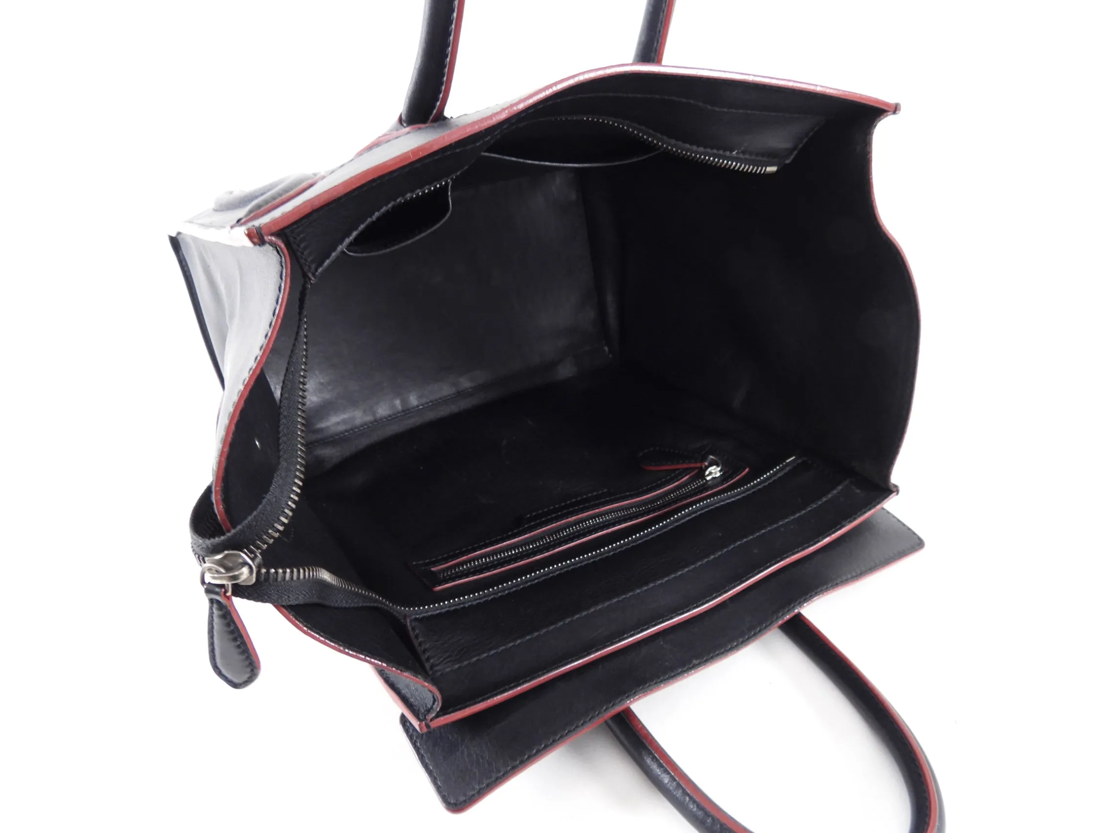 Celine Black Leather Mini Luggage Tote Bag