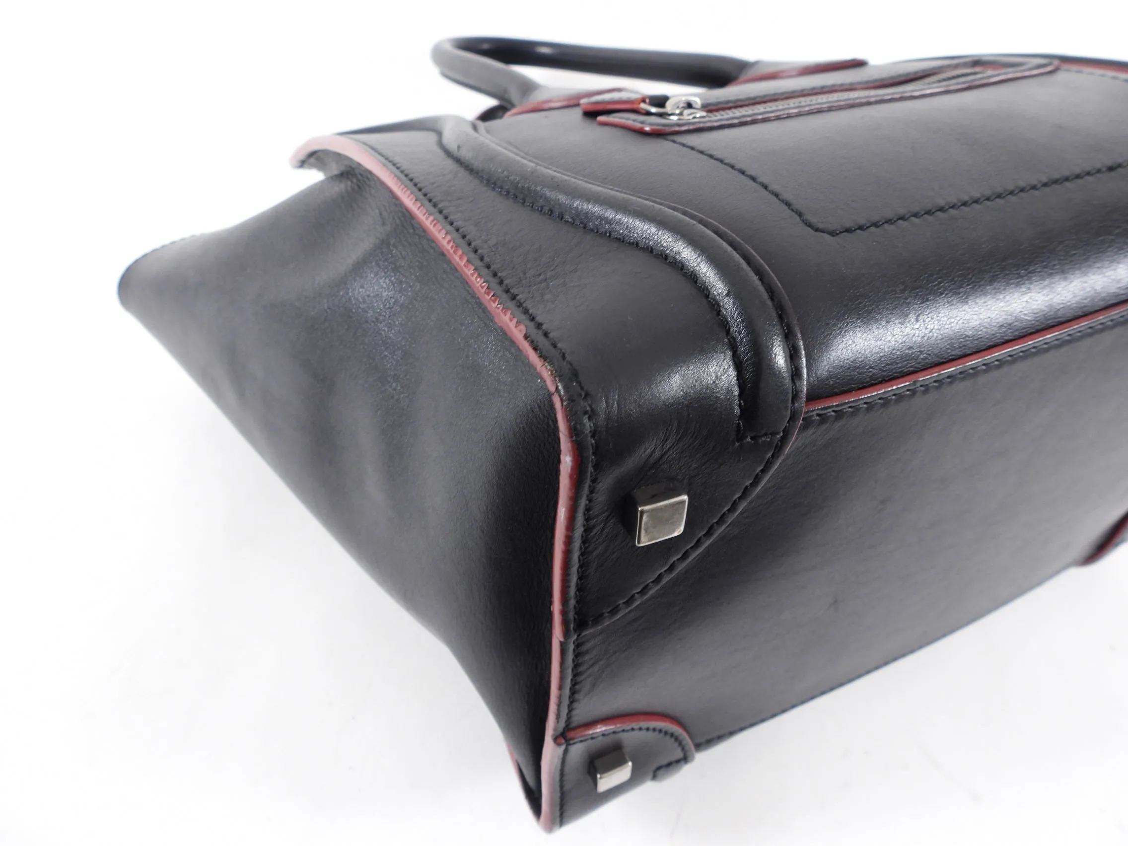 Celine Black Leather Mini Luggage Tote Bag