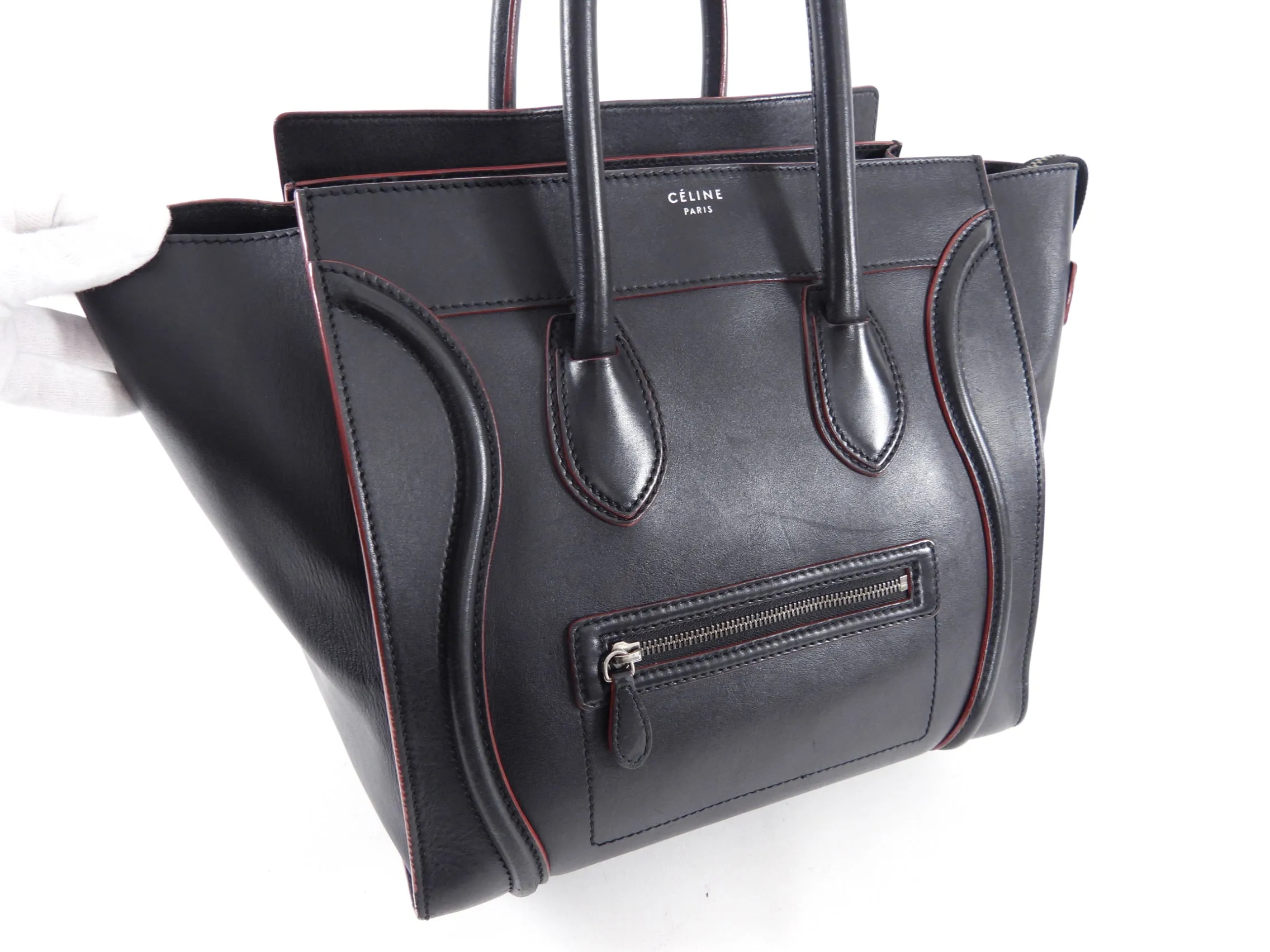 Celine Black Leather Mini Luggage Tote Bag
