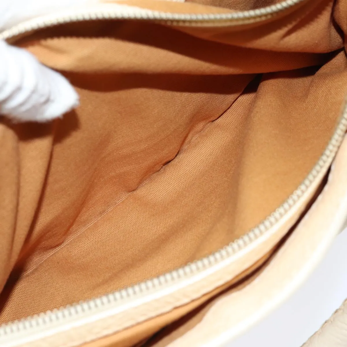 CELINE Boogie bag Hand Bag Leather Beige Auth ti1845
