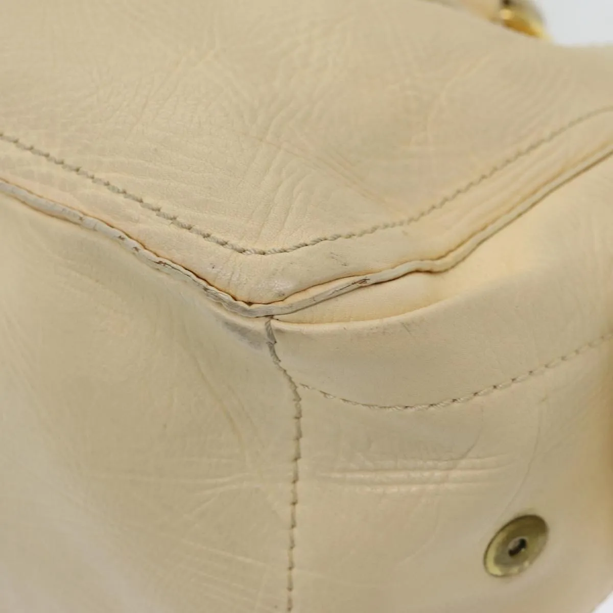 CELINE Boogie bag Hand Bag Leather Beige Auth ti1845