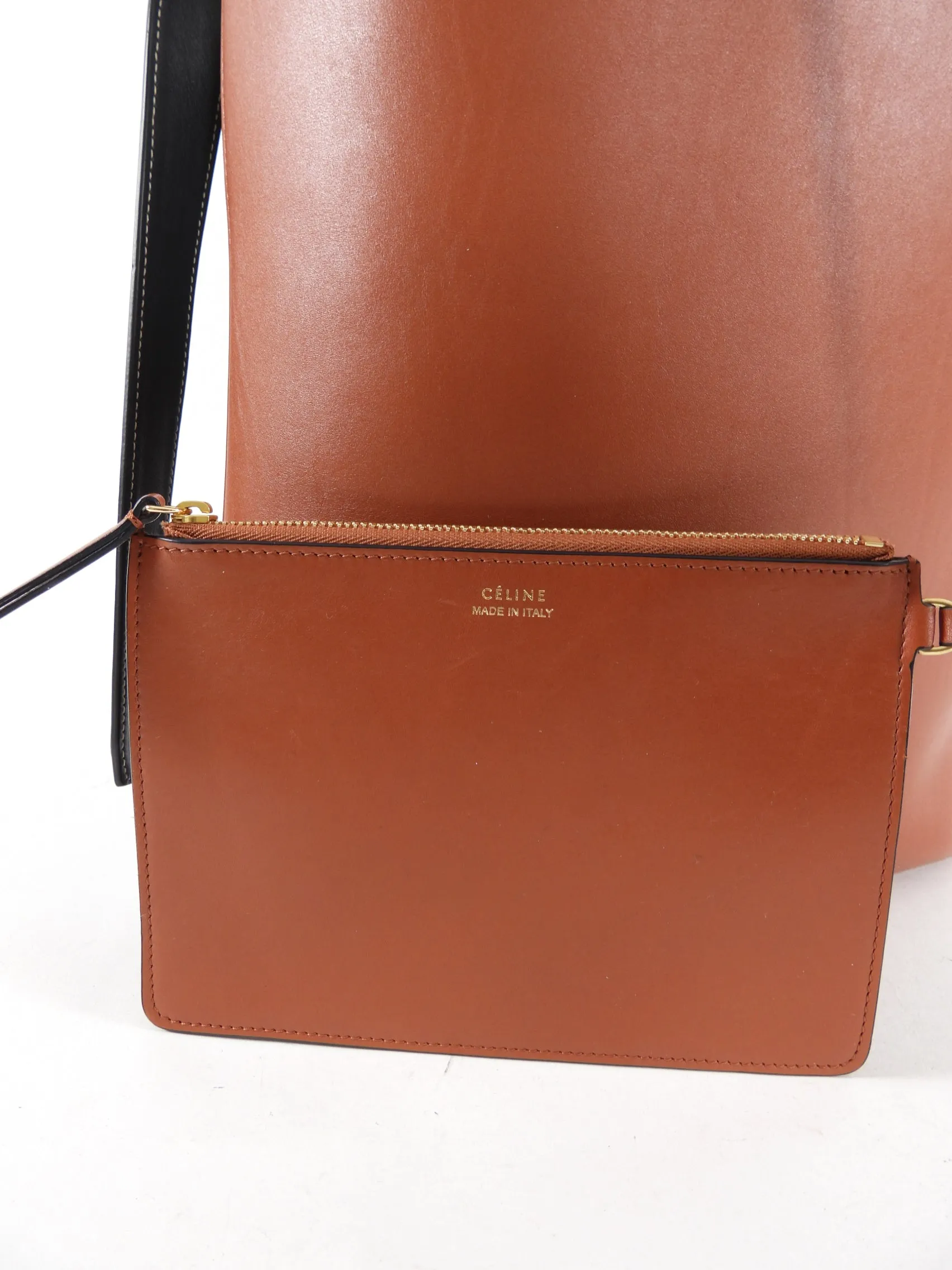 Celine Brick and Burgundy Small Twist Tote Bag
