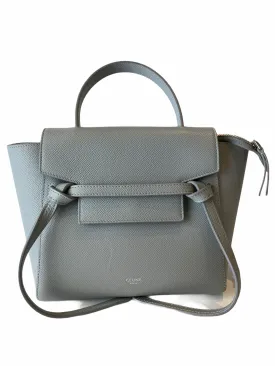 Celine Drum Leather Mineral (Pale Grey / Blue) Nano "Belt Bag" Crossbody- As seen on instagram 10/03/21