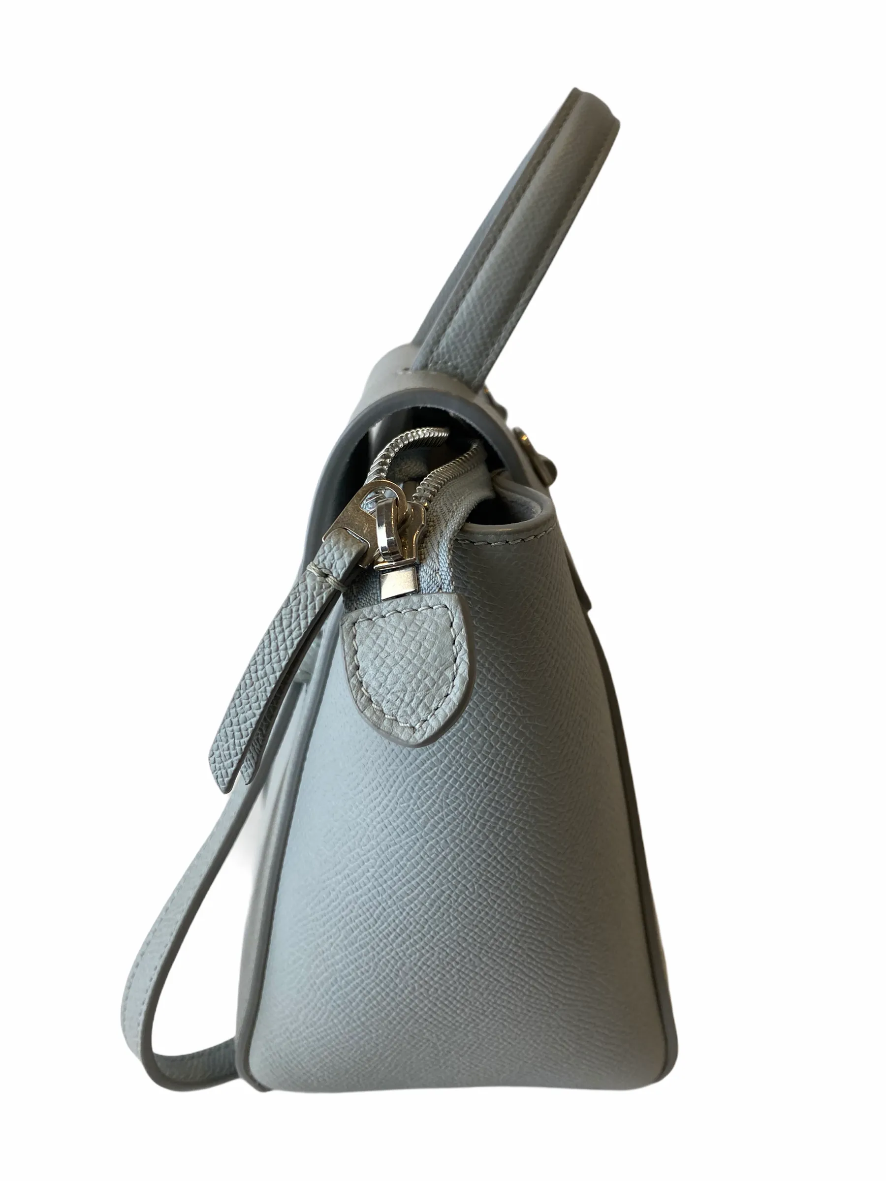 Celine Drum Leather Mineral (Pale Grey / Blue) Nano "Belt Bag" Crossbody- As seen on instagram 10/03/21