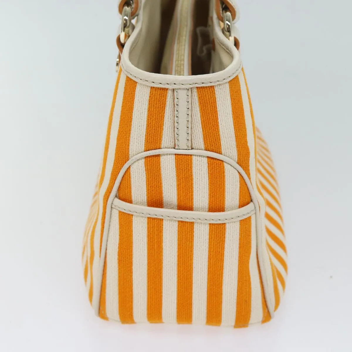 CELINE Hand Bag Canvas Orange Auth 71340