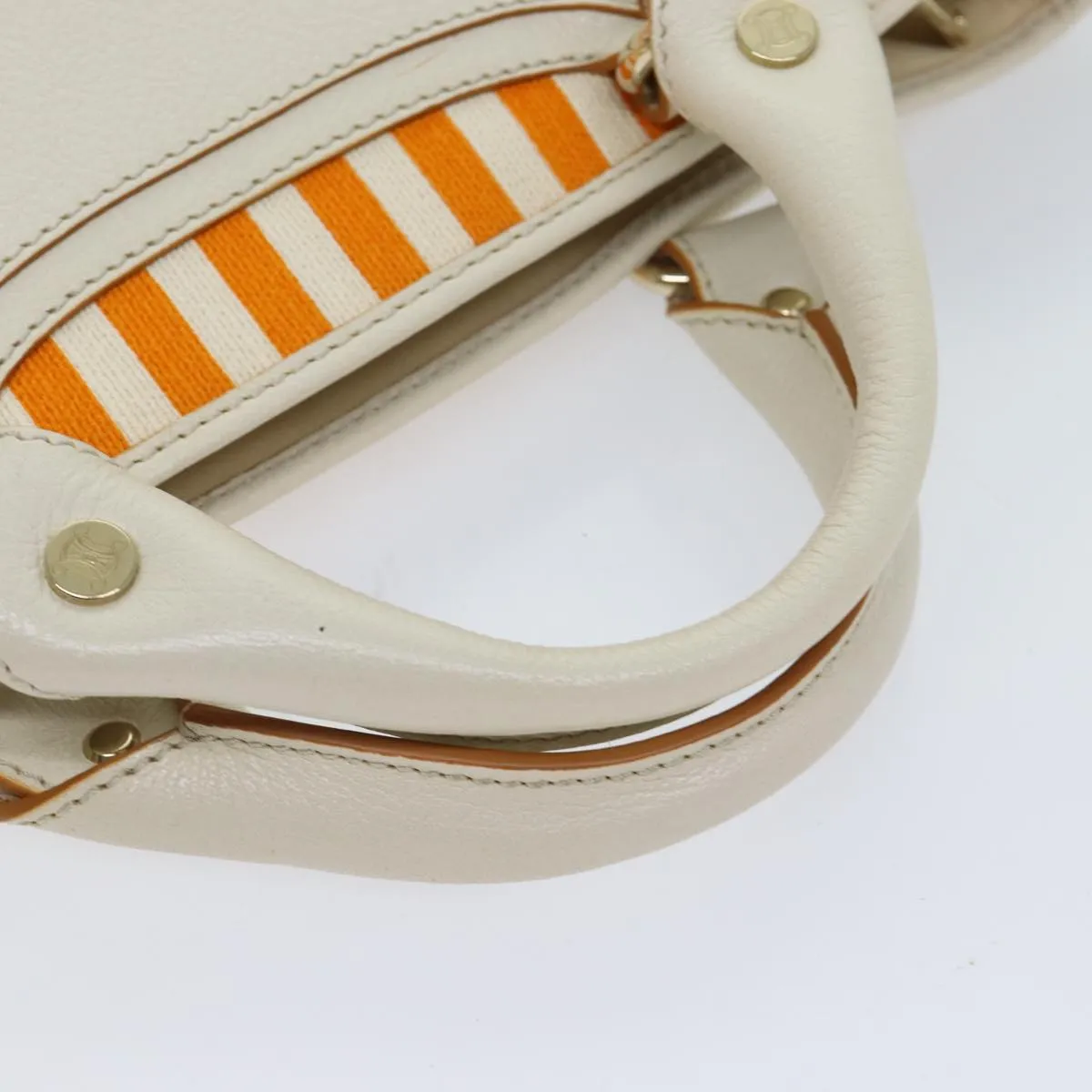 CELINE Hand Bag Canvas Orange Auth 71340