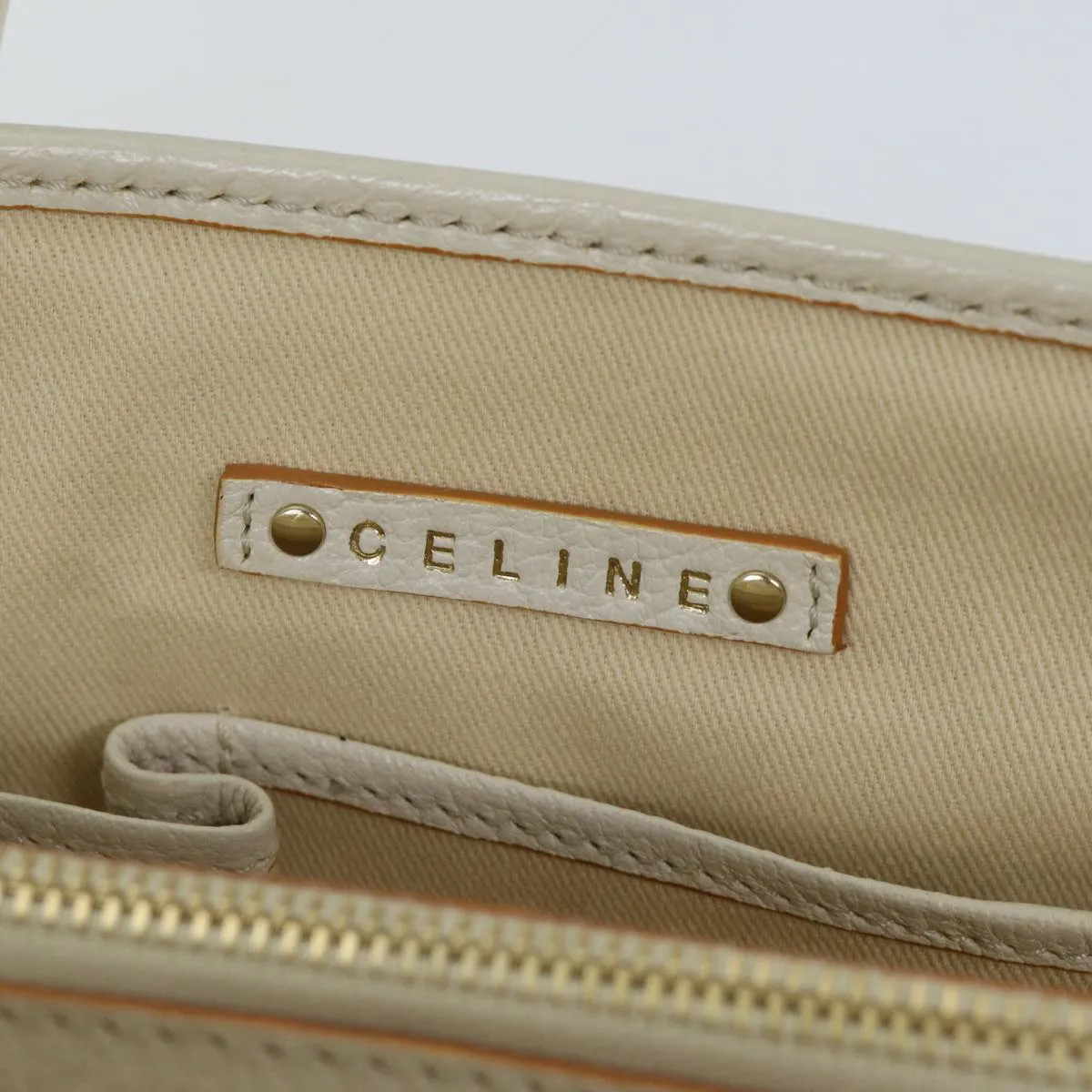 CELINE Hand Bag Canvas Orange Auth 71340