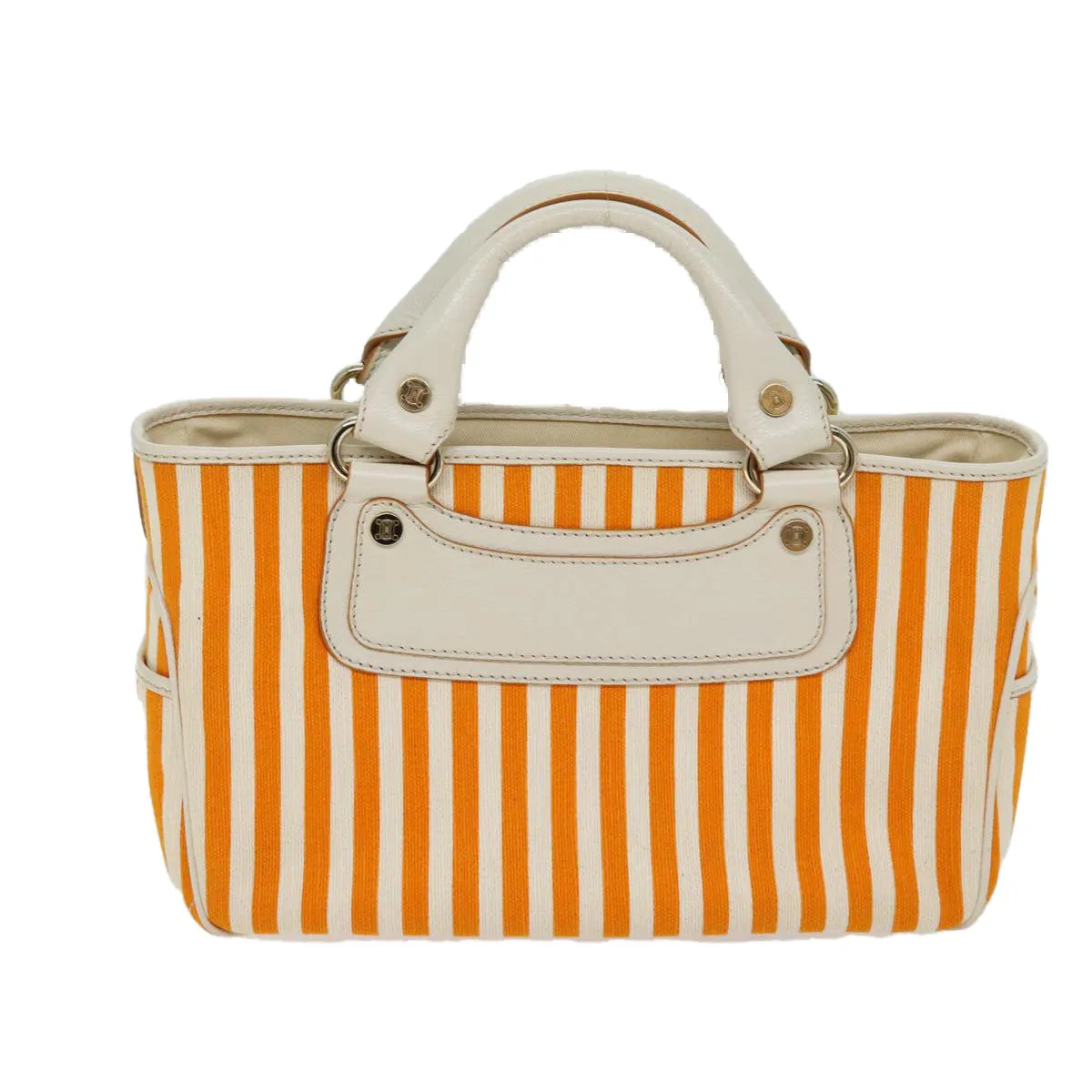 CELINE Hand Bag Canvas Orange Auth 71340