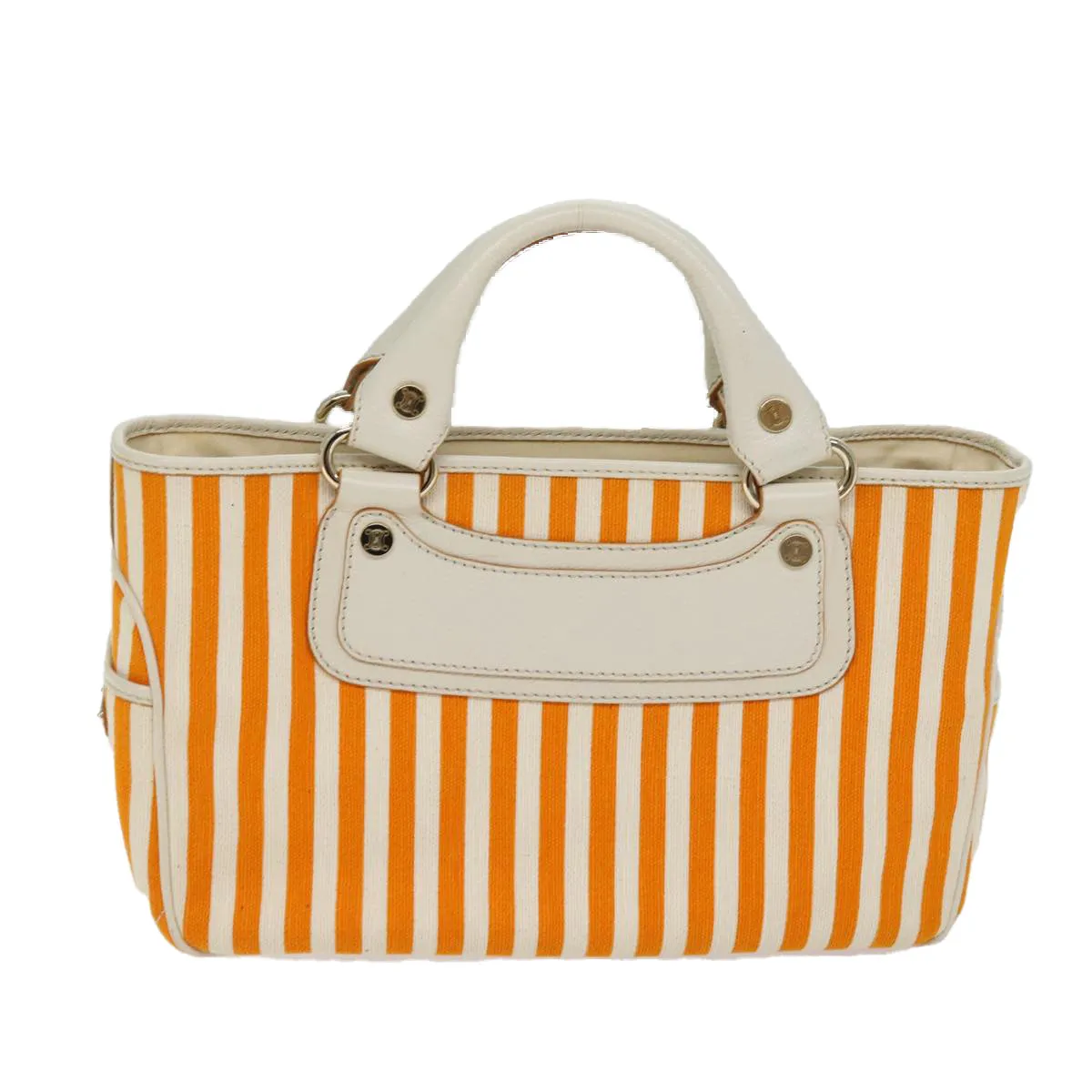 CELINE Hand Bag Canvas Orange Auth 71340