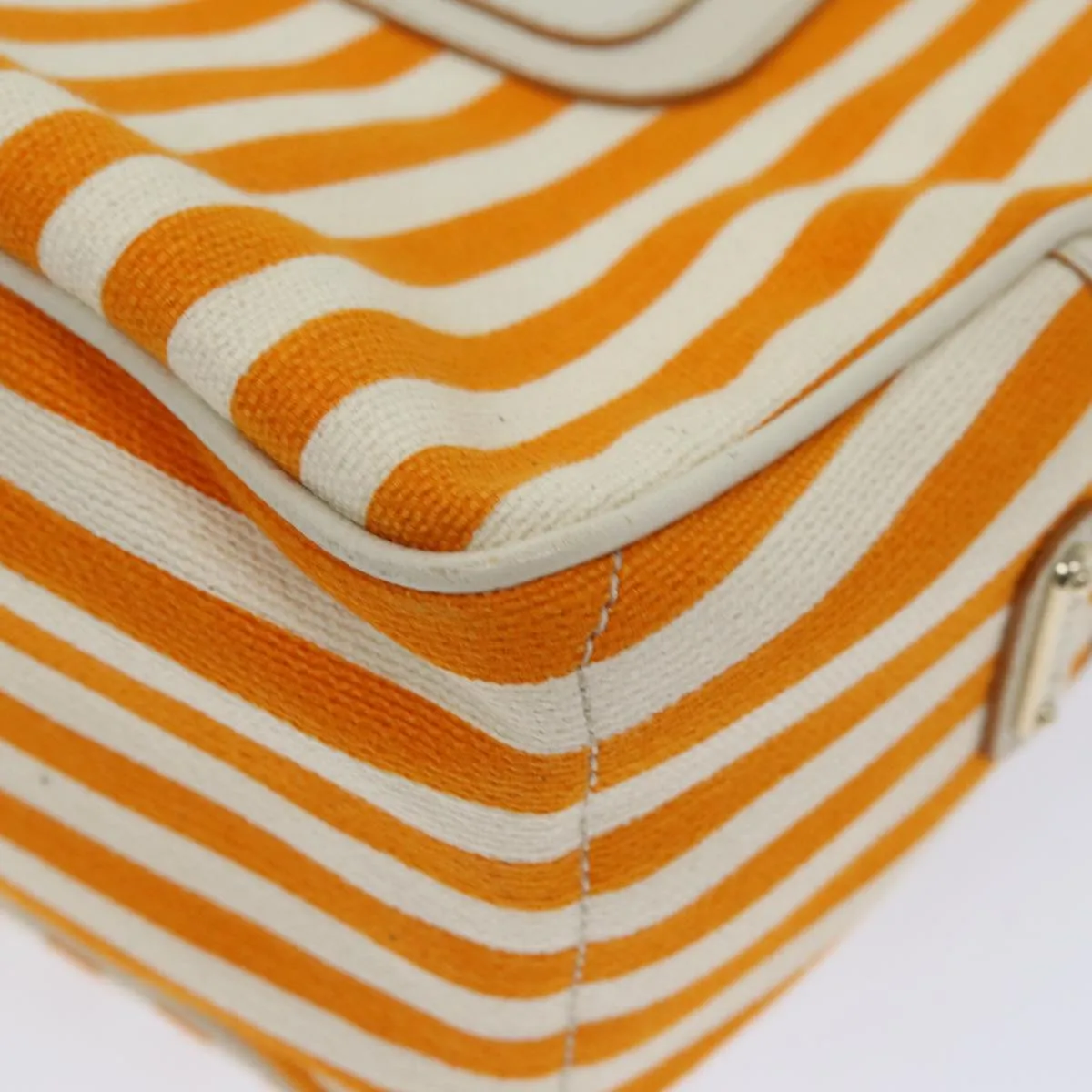 CELINE Hand Bag Canvas Orange Auth 71340