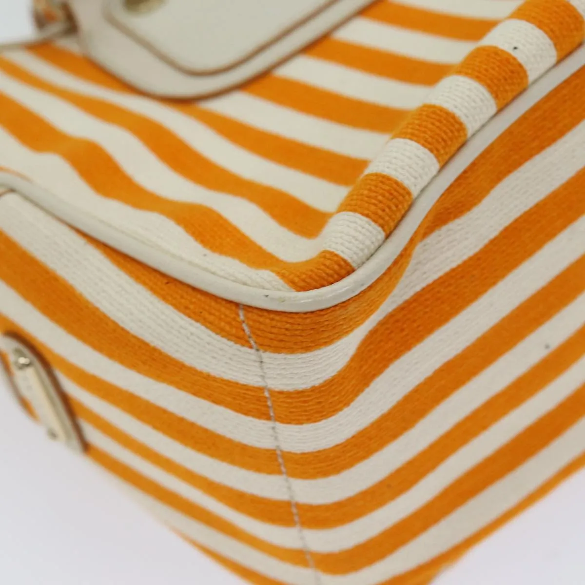 CELINE Hand Bag Canvas Orange Auth 71340