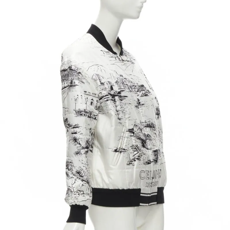 CELINE Hedi Slimane Runway Casaque white silk foulard reversible bomber FR34