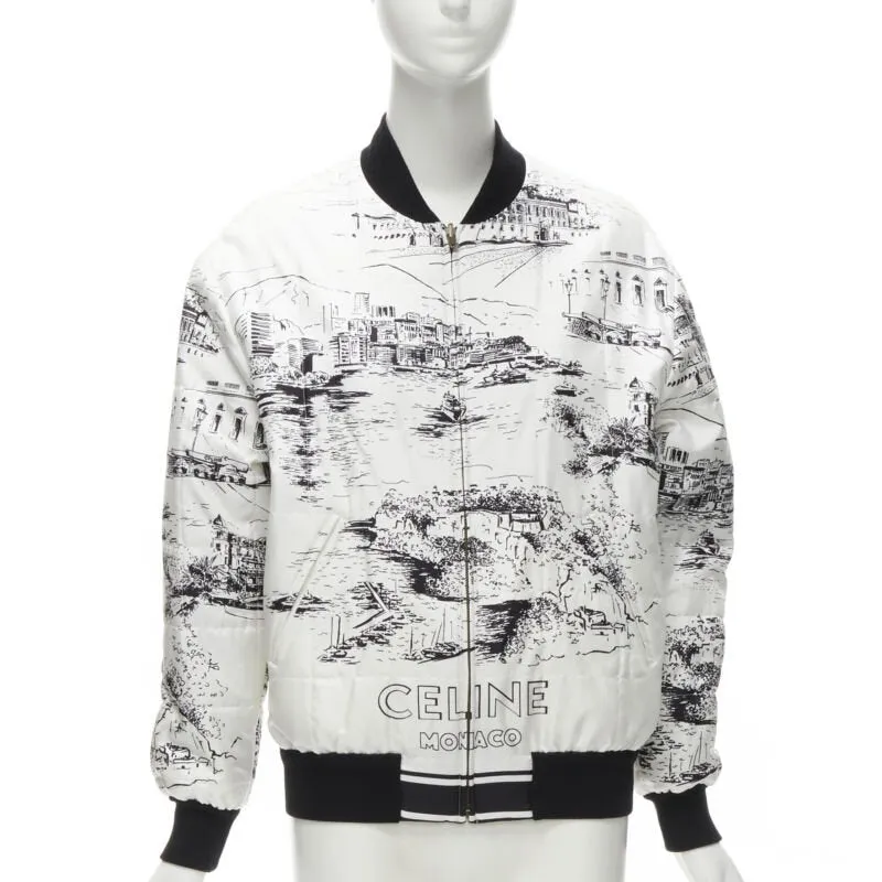 CELINE Hedi Slimane Runway Casaque white silk foulard reversible bomber FR34
