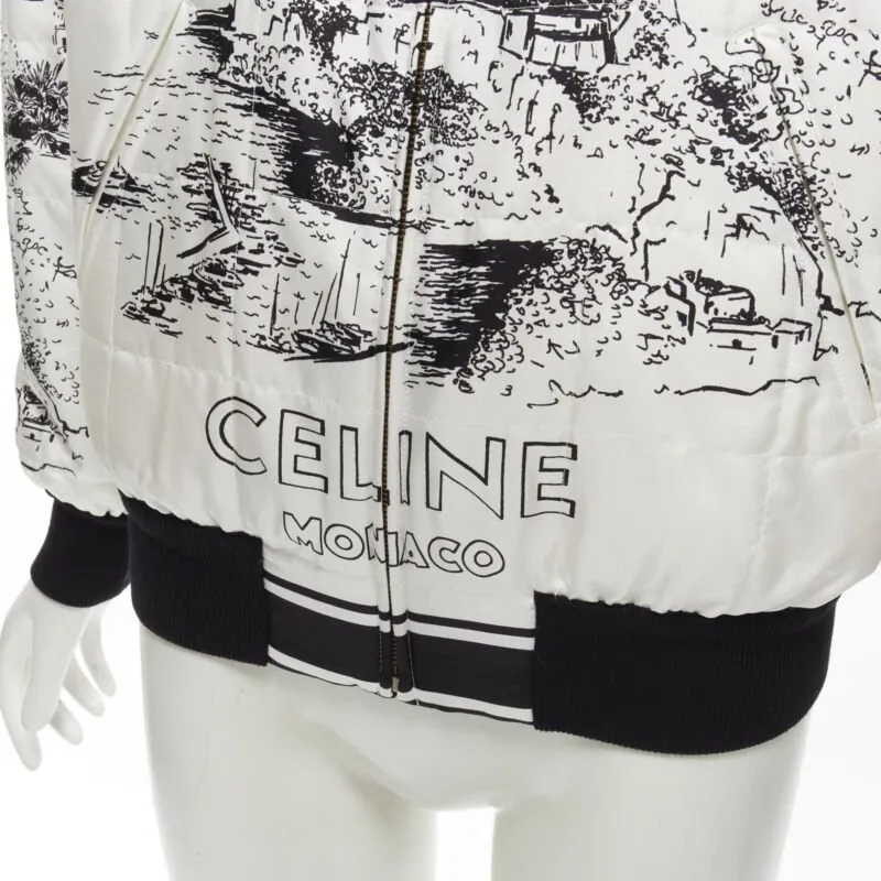 CELINE Hedi Slimane Runway Casaque white silk foulard reversible bomber FR34