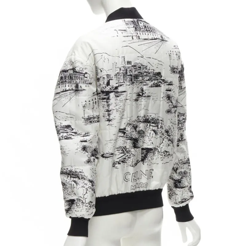 CELINE Hedi Slimane Runway Casaque white silk foulard reversible bomber FR34