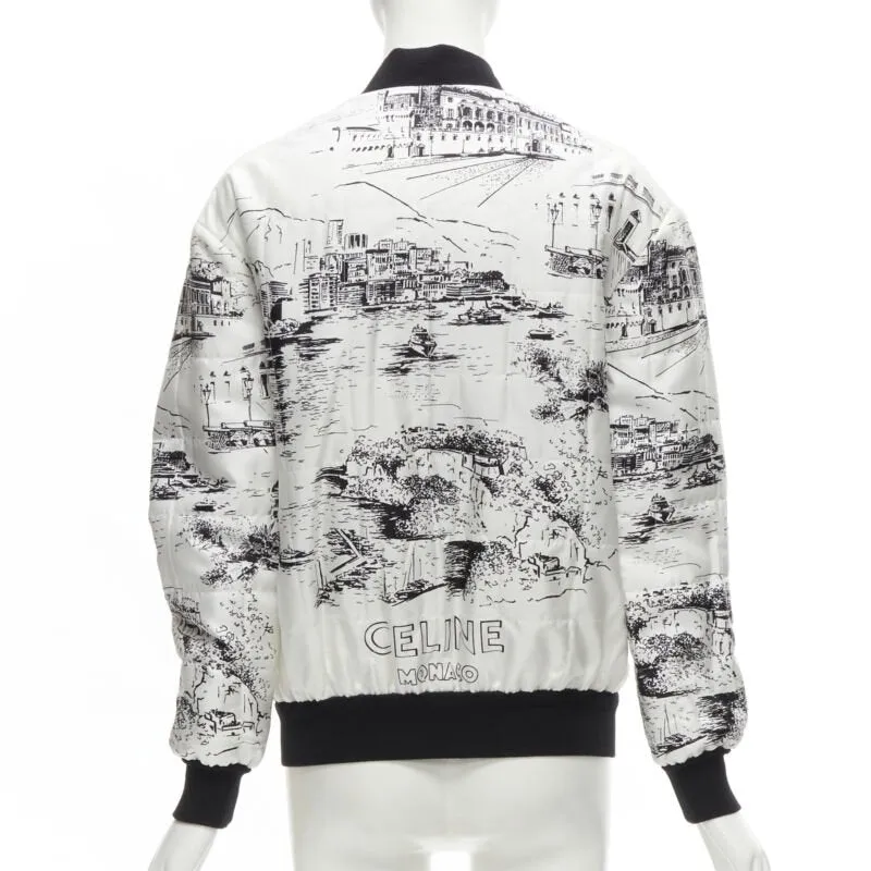 CELINE Hedi Slimane Runway Casaque white silk foulard reversible bomber FR34