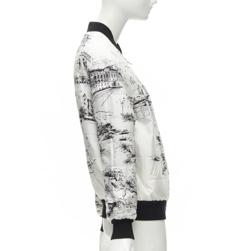 CELINE Hedi Slimane Runway Casaque white silk foulard reversible bomber FR34