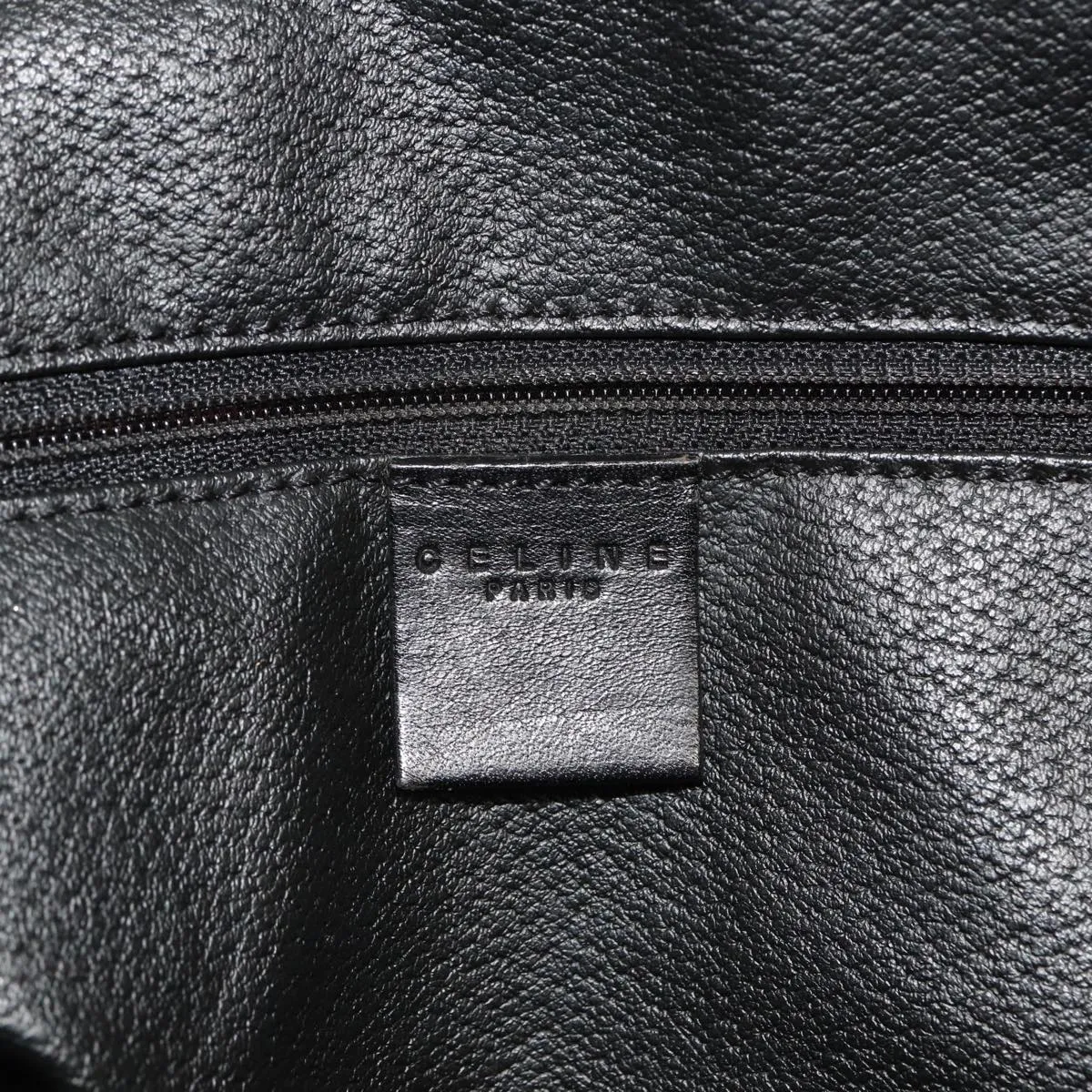 CELINE Macadam Canvas Boston Bag PVC Leather Black Brown Auth yk13042