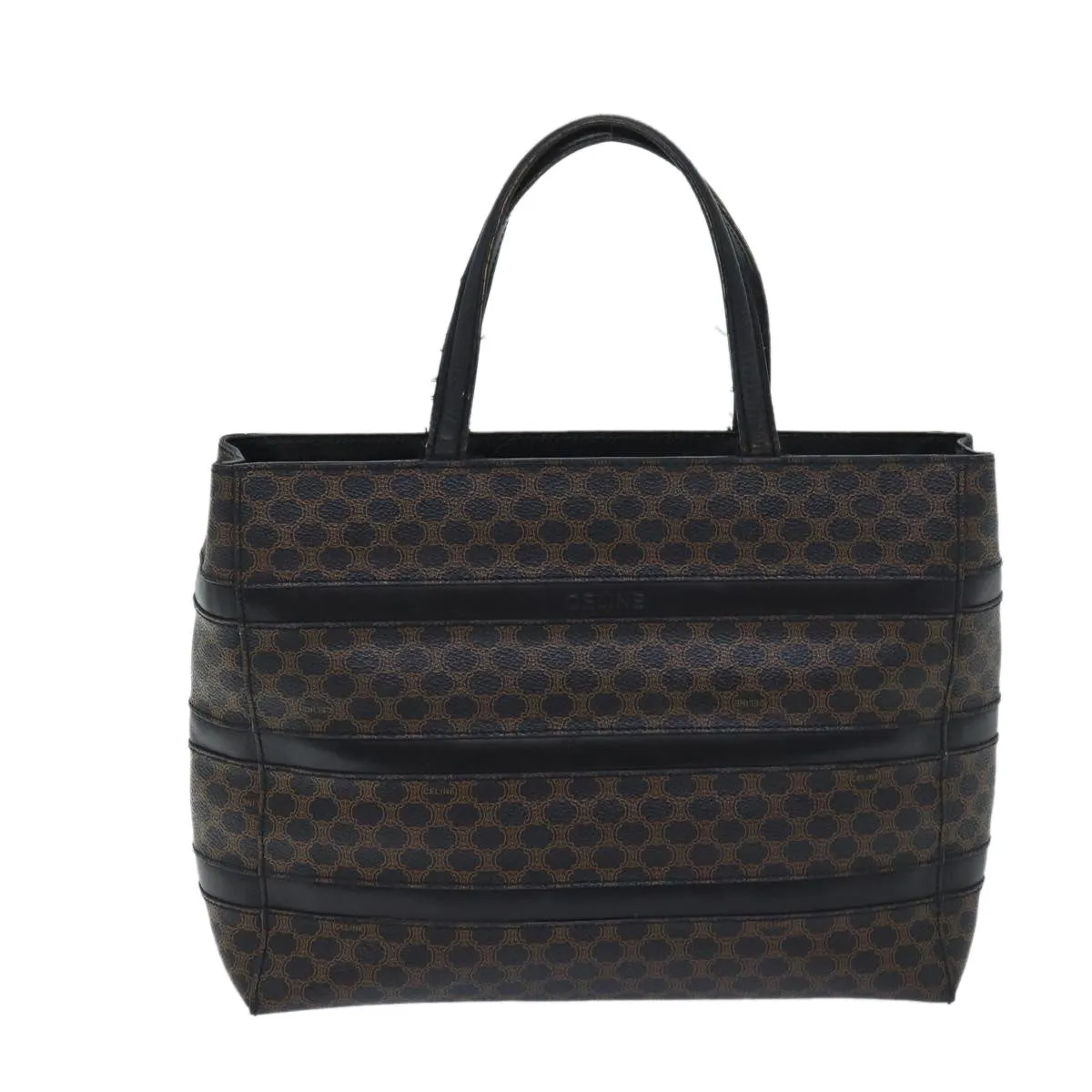 CELINE Macadam Canvas Hand Bag PVC Black Auth ep3818