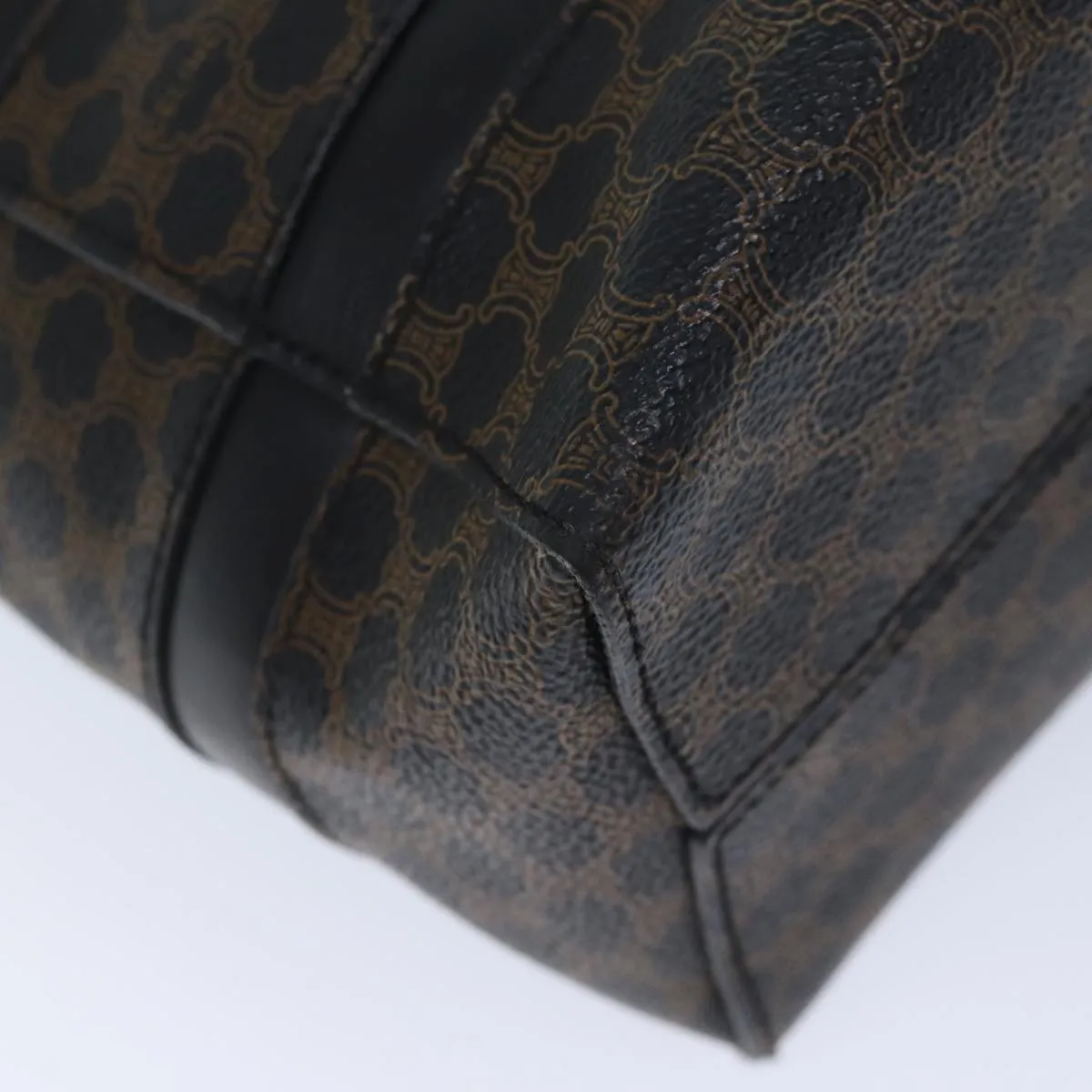 CELINE Macadam Canvas Hand Bag PVC Black Auth ep3818
