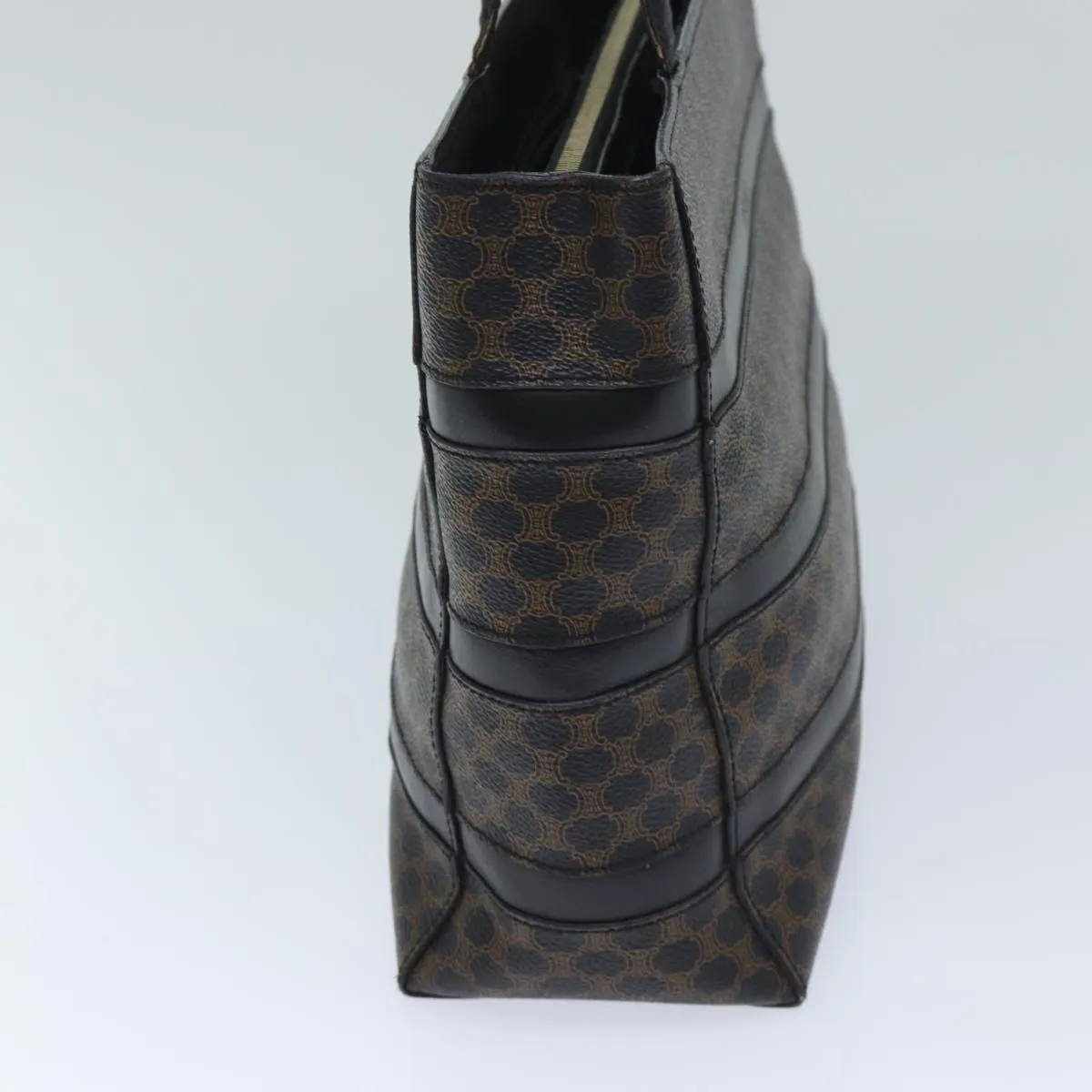 CELINE Macadam Canvas Hand Bag PVC Black Auth ep3818