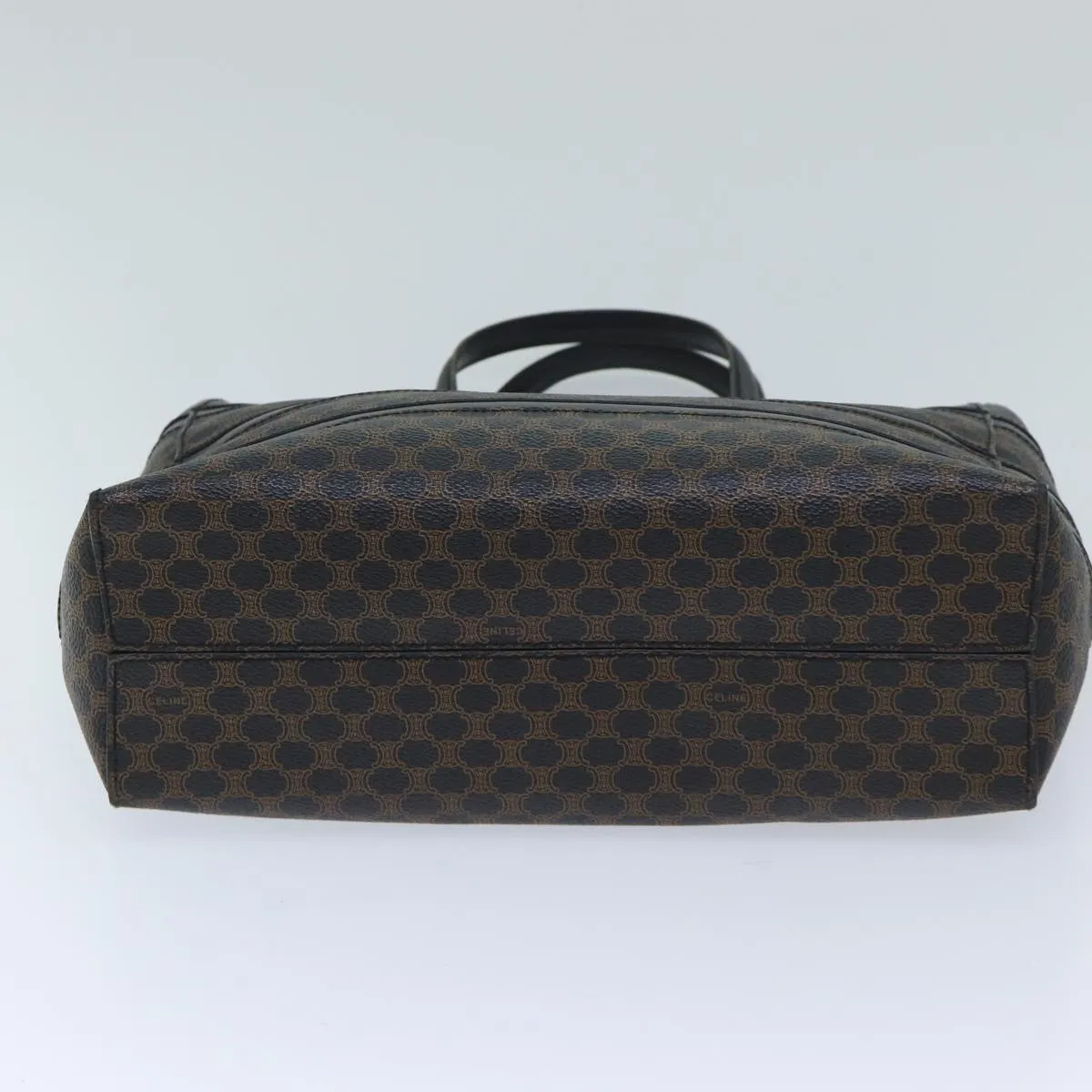 CELINE Macadam Canvas Hand Bag PVC Black Auth ep3818