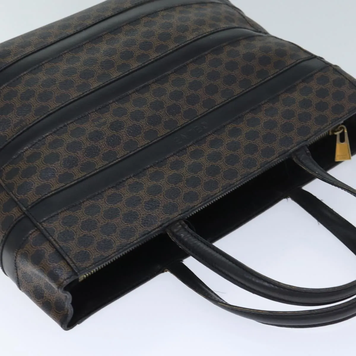 CELINE Macadam Canvas Hand Bag PVC Black Auth ep3818