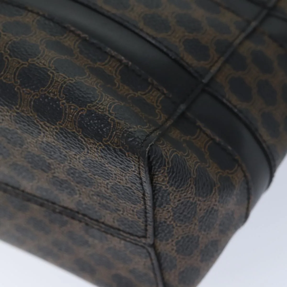 CELINE Macadam Canvas Hand Bag PVC Black Auth ep3818