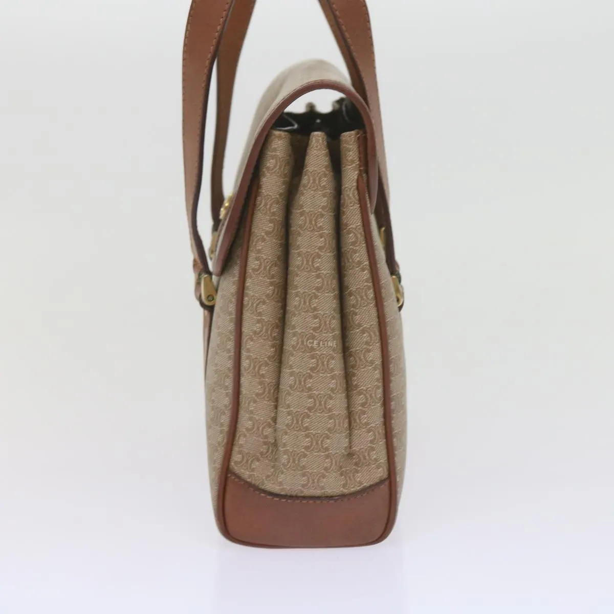 CELINE Macadam Canvas Shoulder Bag Beige Auth 60074