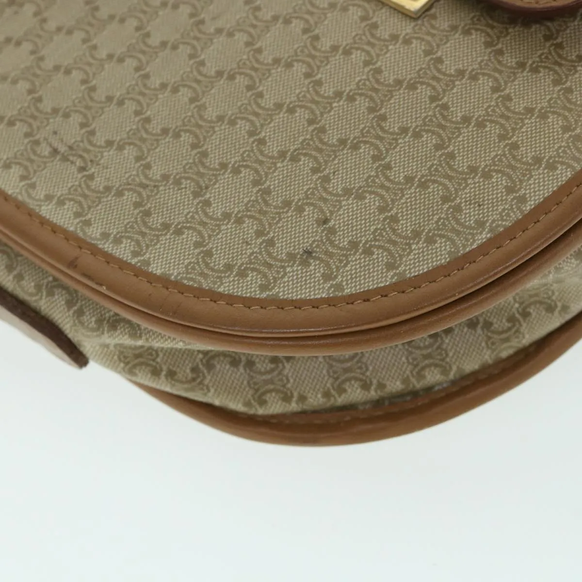 CELINE Macadam Canvas Shoulder Bag Beige Auth ar10192