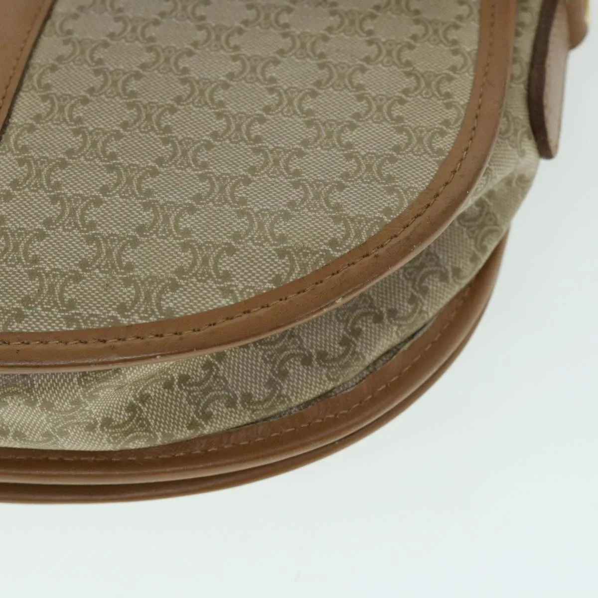 CELINE Macadam Canvas Shoulder Bag Beige Auth ar10192