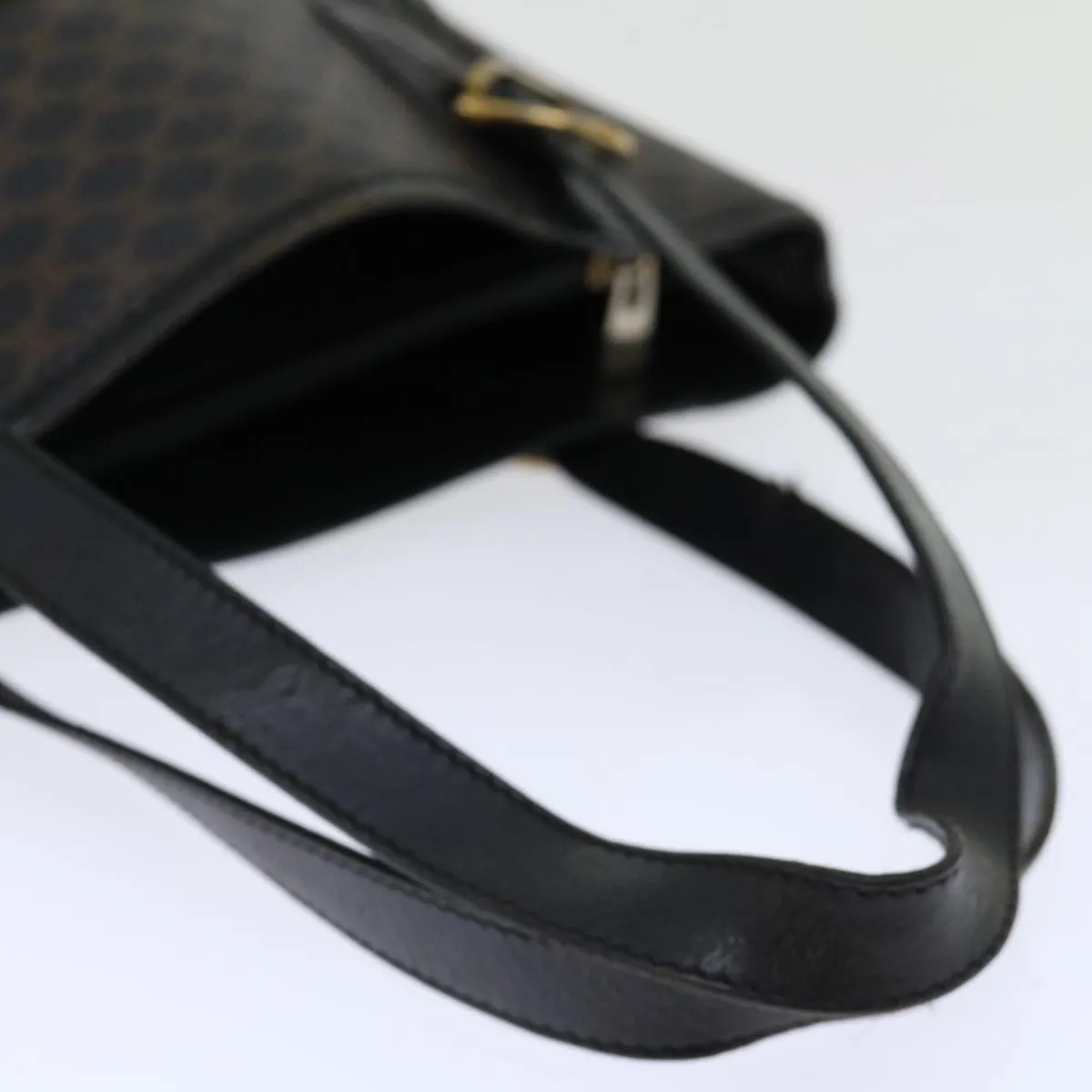 CELINE Macadam Canvas Tote Bag PVC Brown Black Auth 70630