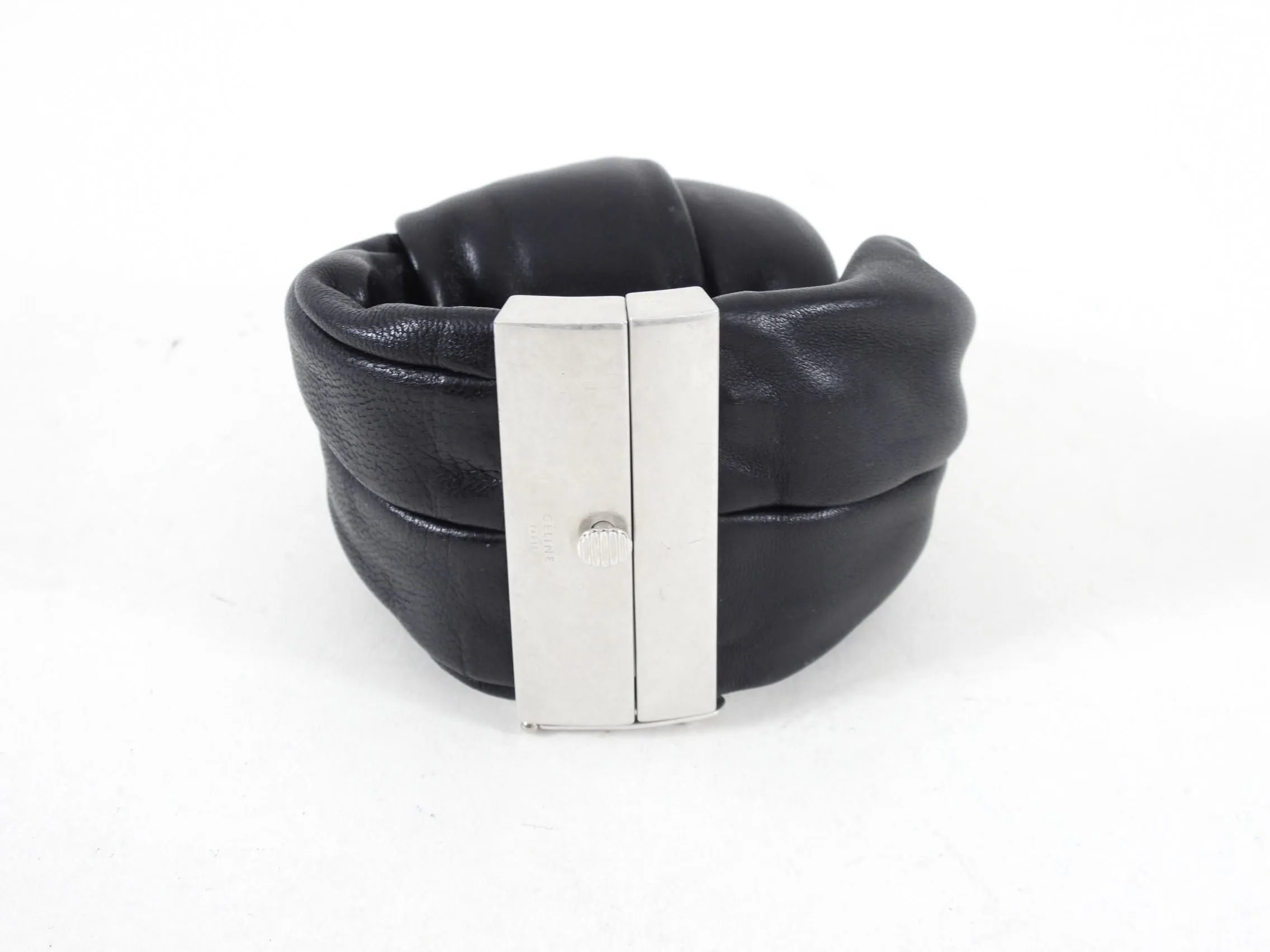 Celine Phoebe Philo Black Leather Knot Bracelet