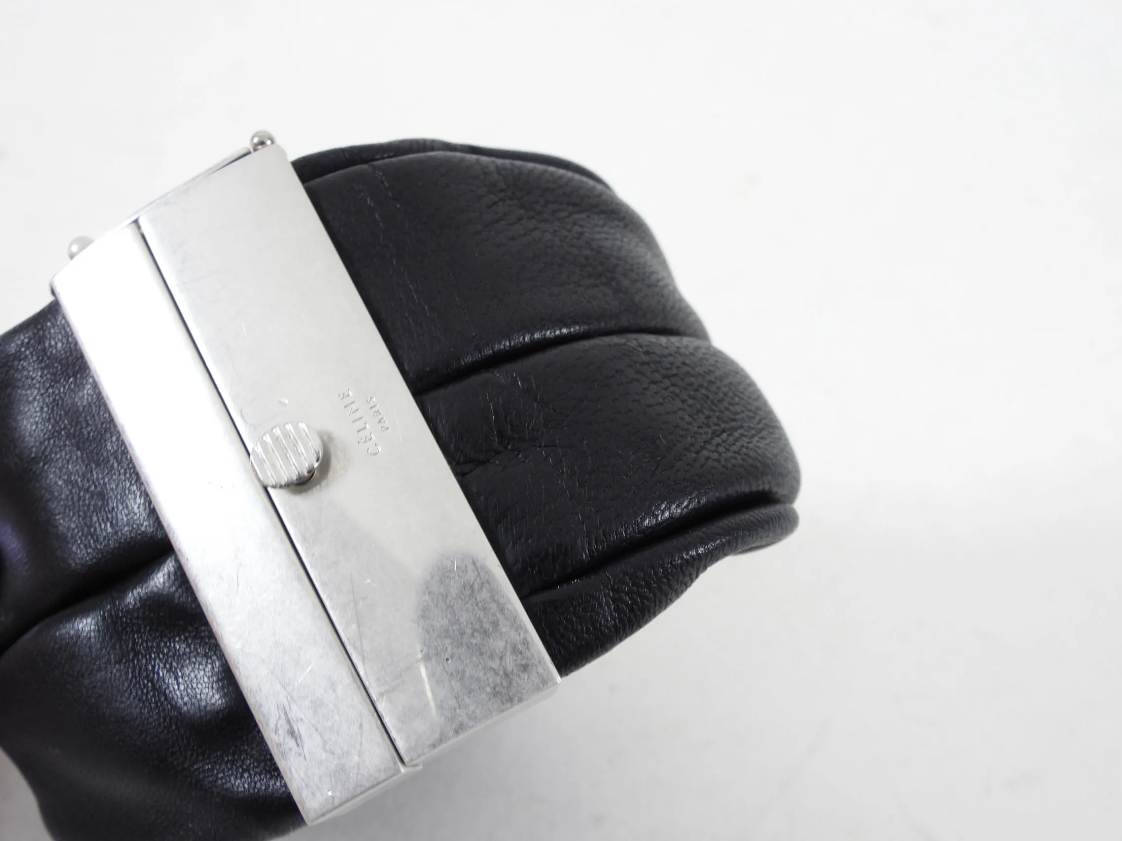 Celine Phoebe Philo Black Leather Knot Bracelet