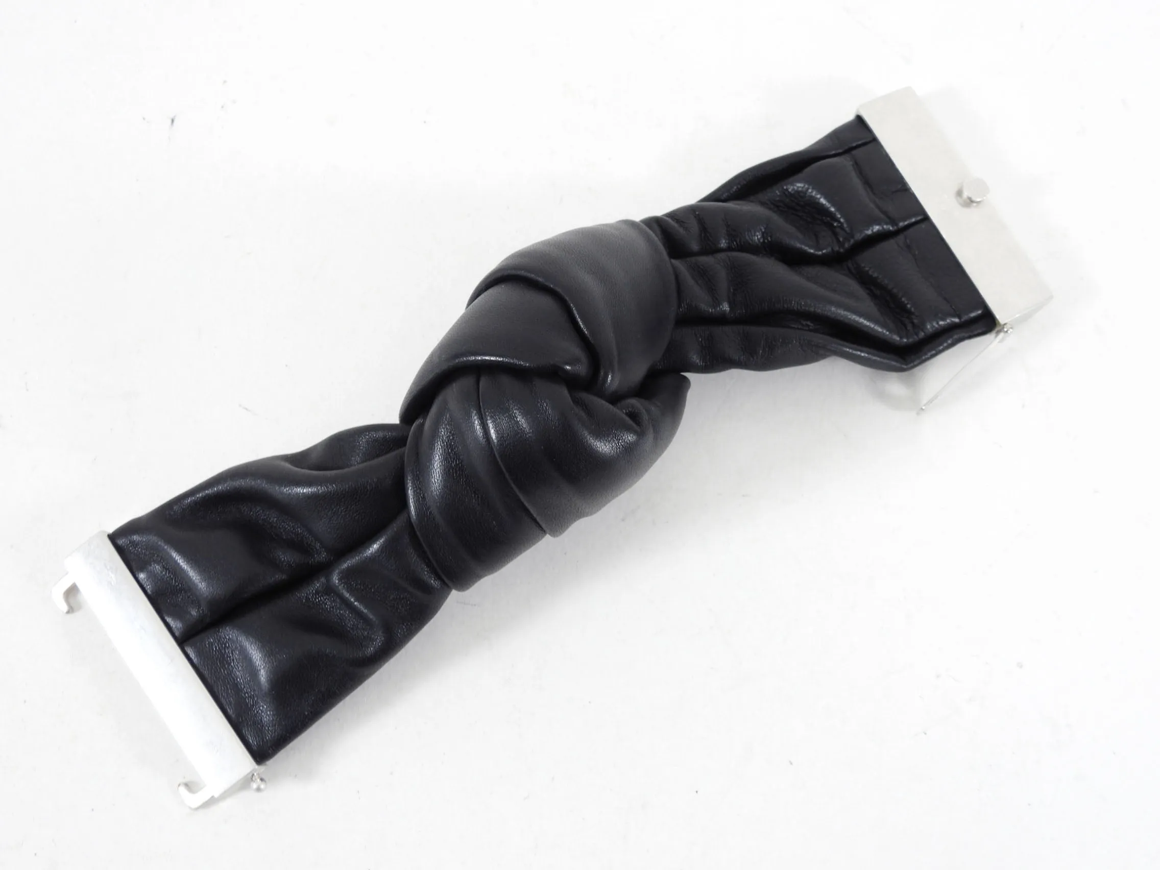 Celine Phoebe Philo Black Leather Knot Bracelet