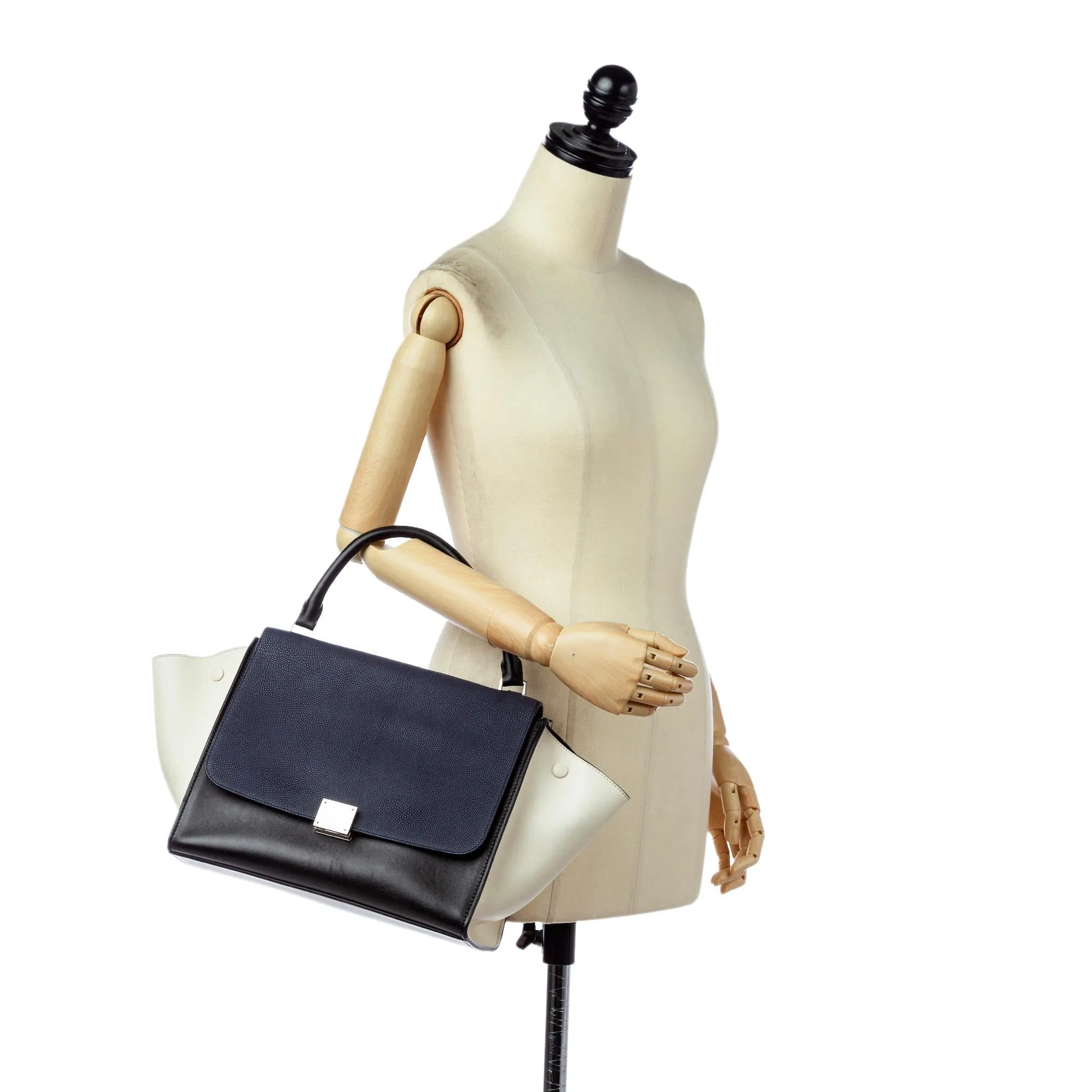 Celine Trapeze Tricolor Leather Satchel (SHG-24641)