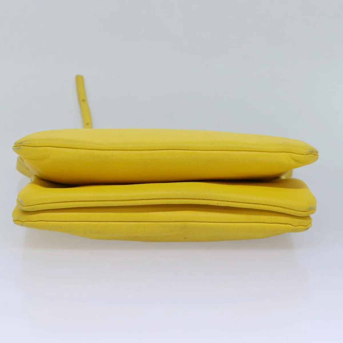 CELINE Trio Shoulder Bag Leather Yellow Auth hk1472