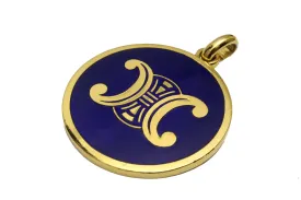 CELINE Triomphe Logo navy enamel medallion pendant