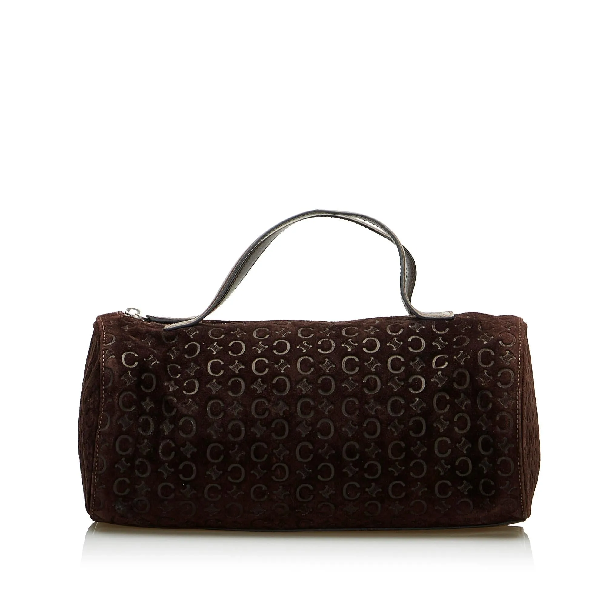 Celine Vintage Barrel Bag Embossed Suede Medium (SHG-Y8CjZx)