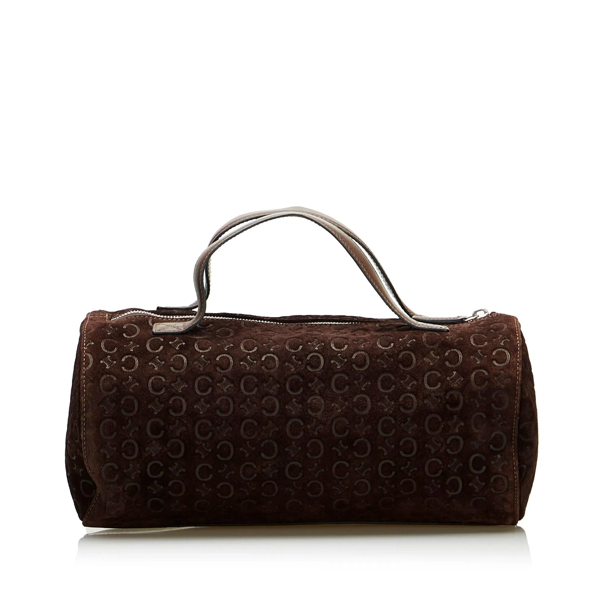 Celine Vintage Barrel Bag Embossed Suede Medium (SHG-Y8CjZx)
