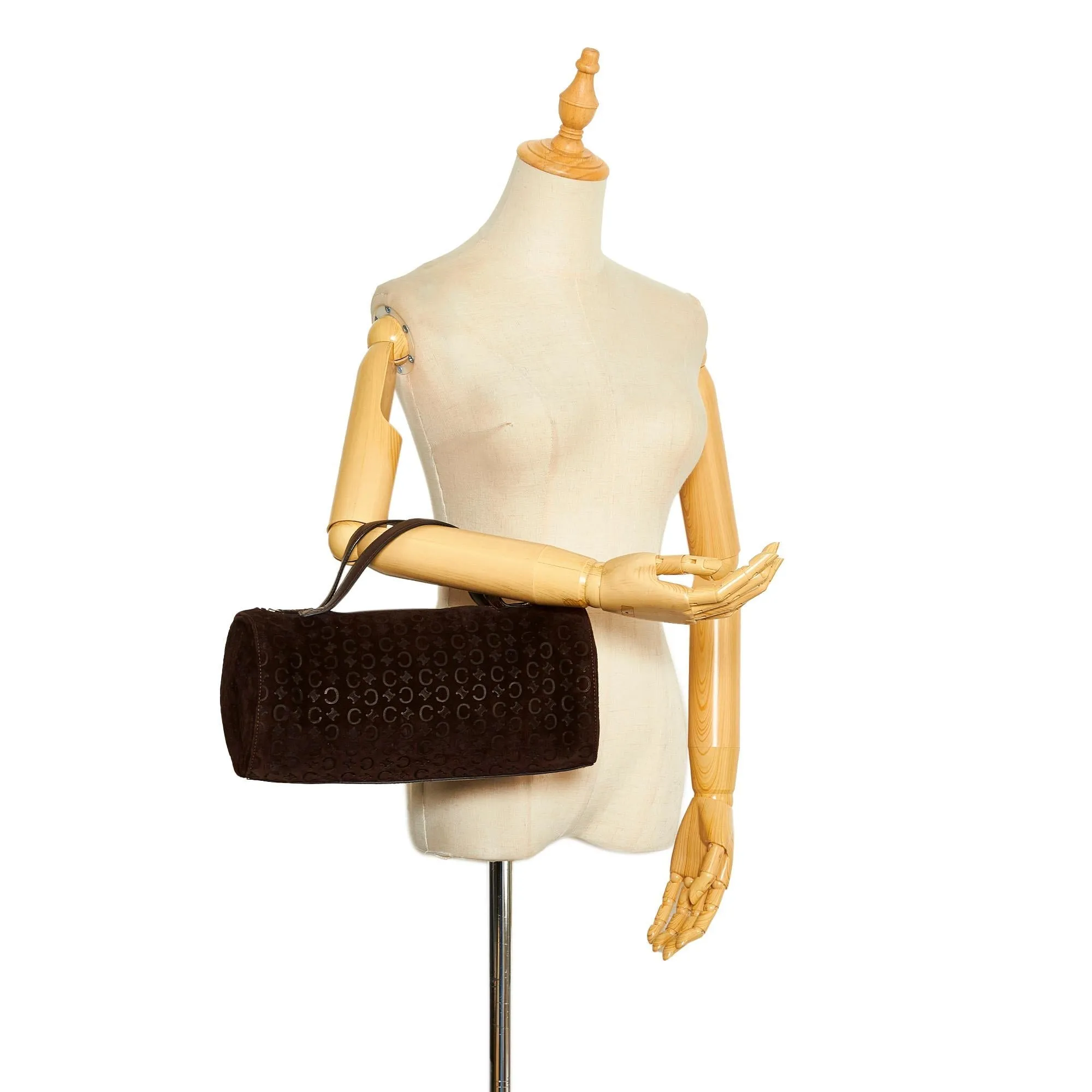 Celine Vintage Barrel Bag Embossed Suede Medium (SHG-Y8CjZx)
