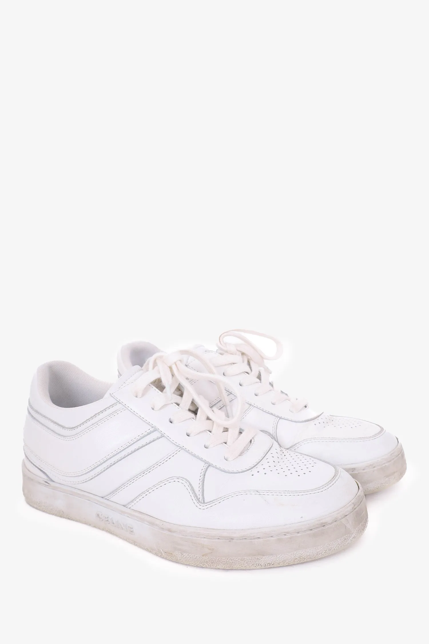 Celine White Leather Trainer Low-top Sneaker Size 37