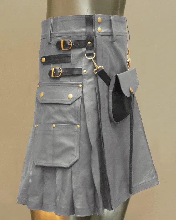 Celtic Leather Kilt With Leather Sporran